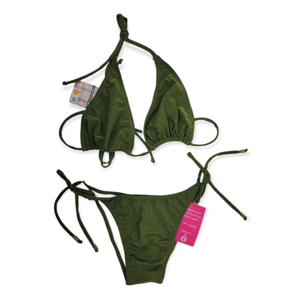 NWT dark green string bikini (bottom only)